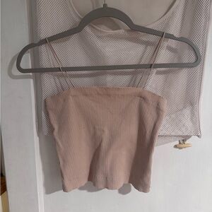 Women's Ribbed tan/soft pink Cami Top